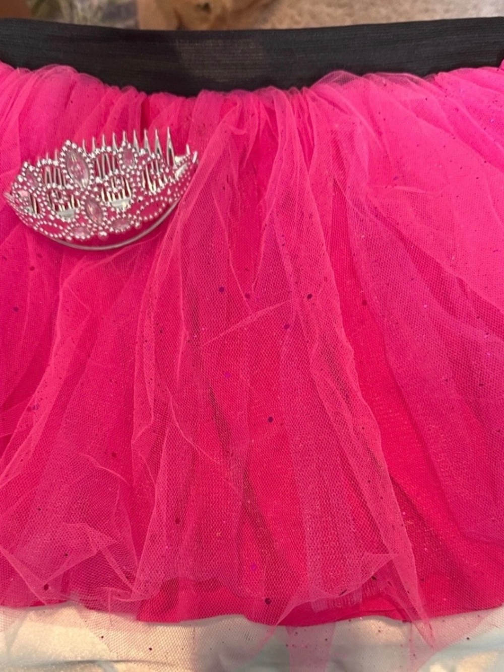 Hot Pink Sparkle Tutu & Silver Tiara Costume Set